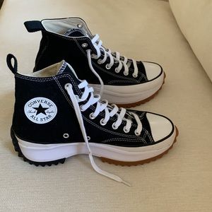 Only worn once! Black converse platform sneakers with dual color soles.